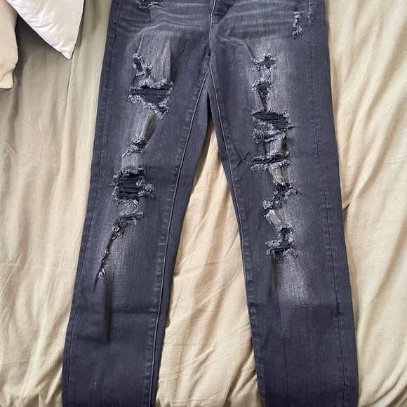 American Eagle Outfitters Ripped Black Jeggings Jeans - Picture 1 of 4